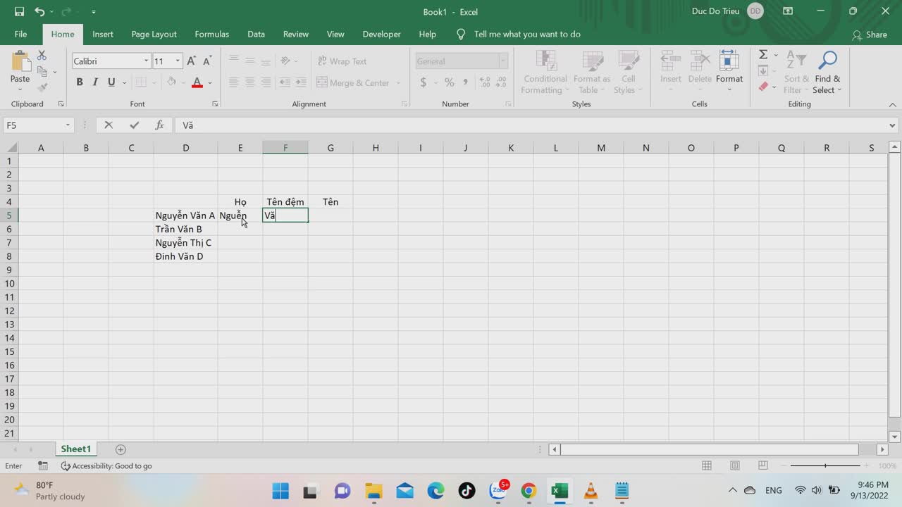 Excel: Use Flash Fill