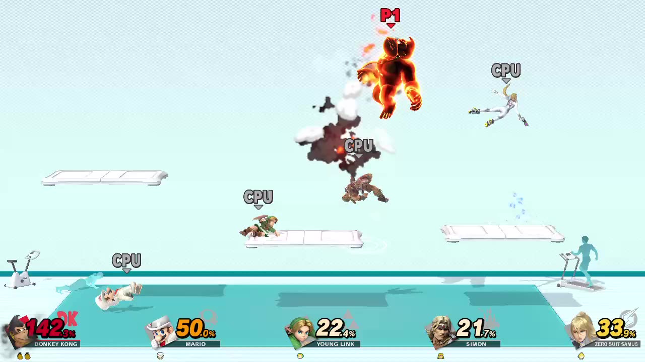 Donkey Kong Vs Mario Vs Young Link Vs Simon Vs Zero Suit Samus on Wii Fit Studio (Super Smash Bros)