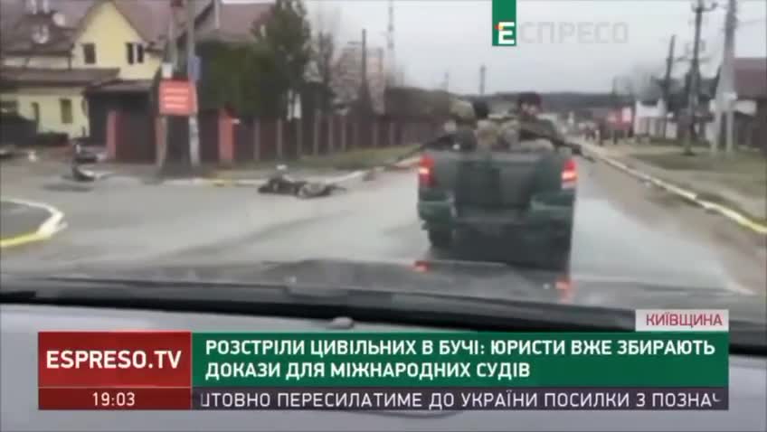 Video girato a Bucha dalla TV Ucraina.