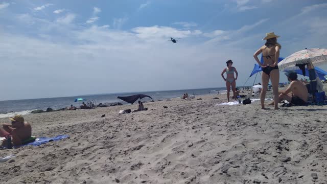 NYPD Helicopter Fly Over in Fort Tilden Rockaway Beach