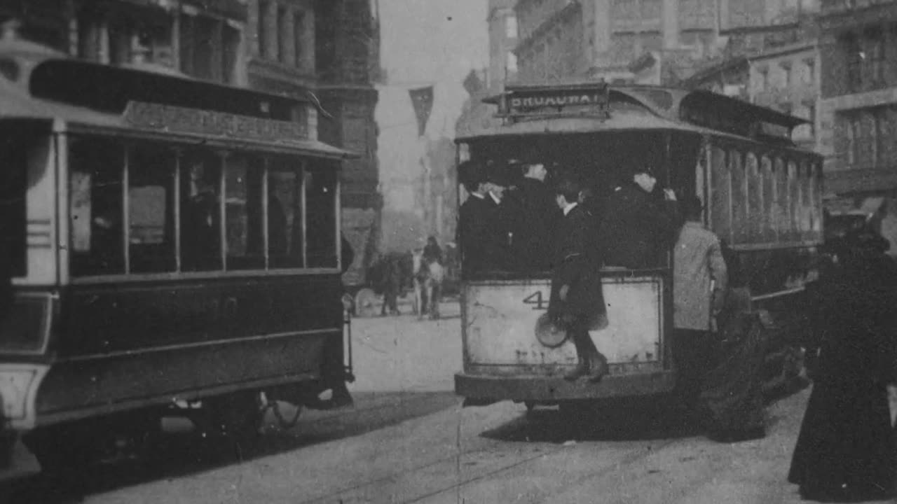 Broadway & Union Square, New York (1903 Original Black & White Film)