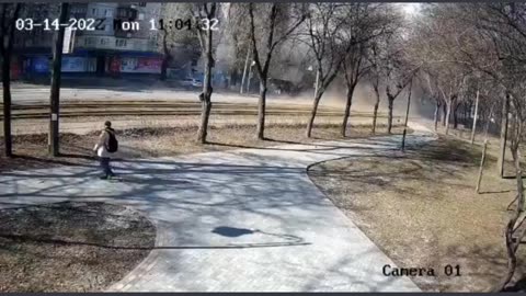 Ukraine Russia Rocket hits middle of busy street