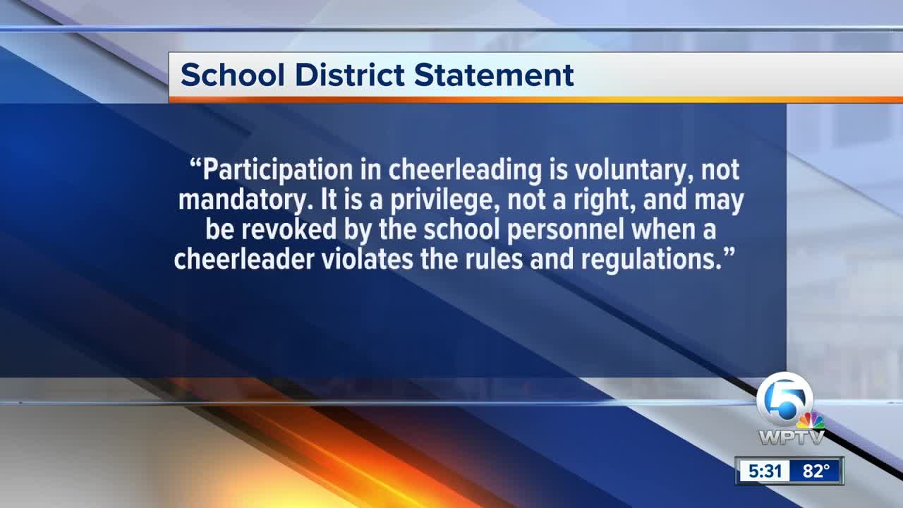 Santaluces High School cheerleader kicked off squad, claims unfair treatment; school says she violated cheer contract