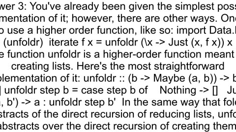 How would you reimplement iterate in Haskell