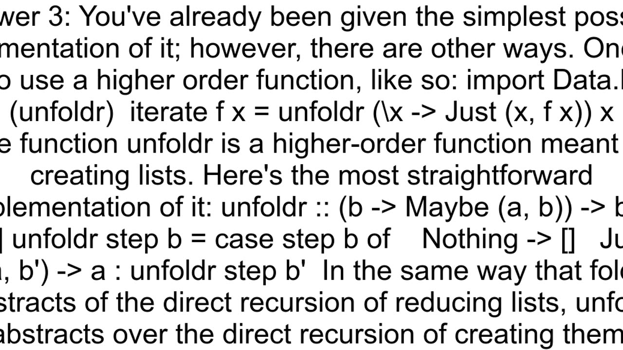 How would you reimplement iterate in Haskell