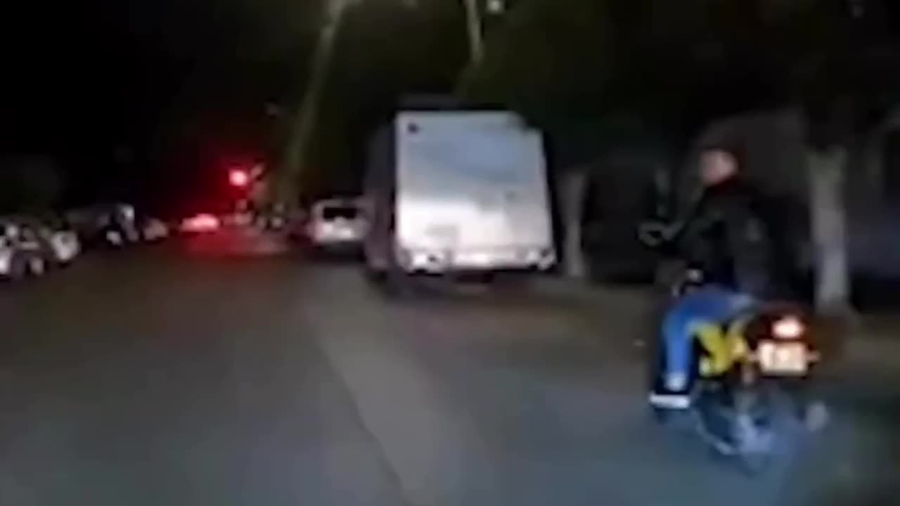 motorbike rider isn't watching where he is riding and pays for it.