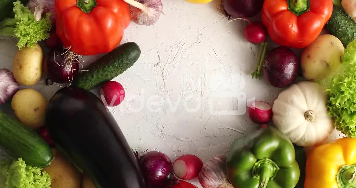 Circle of colorful vegetables mix