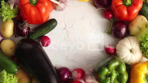 Circle of colorful vegetables mix