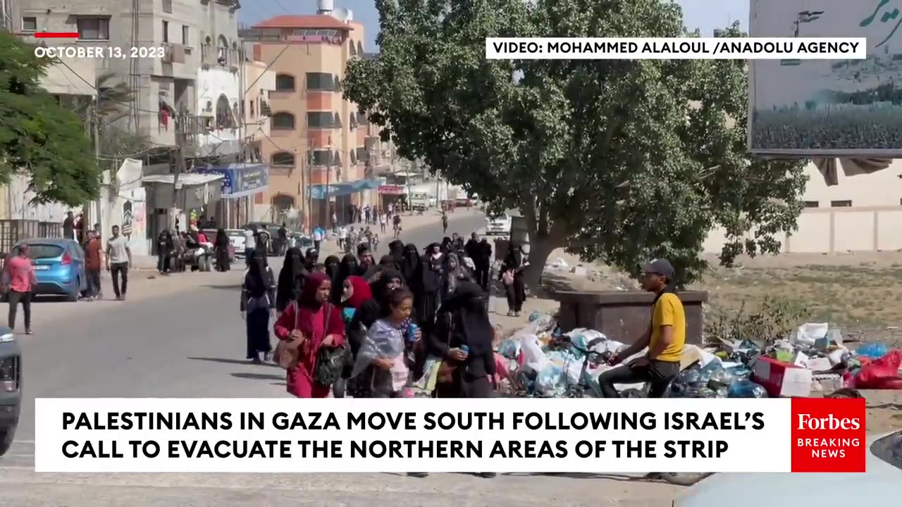 WATCH: Palestinians Evacuate Following Israel's Calls To Vacate Northern Gaza