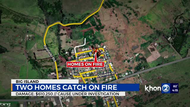 Two homes damaged by fire in Naalehu