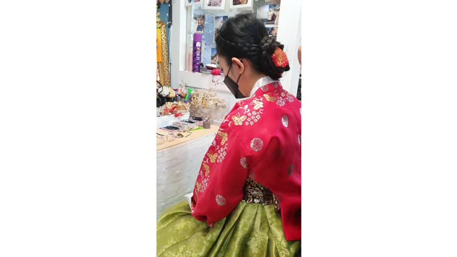 Wearing a Hanbok