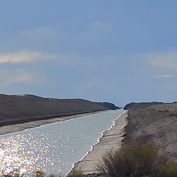 Great Salt Lake West Desert Pump Canals - Water flowing into the heat of the west desert