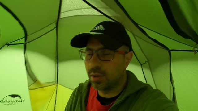 Test footage. Inside a tent .