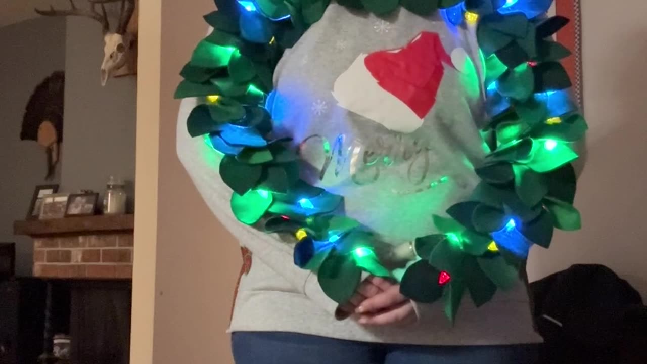 Light-Up Holiday Wreath Sweater