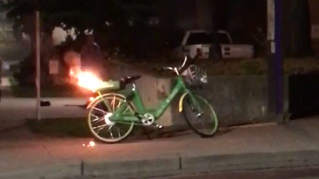 Electric Bike Explodes into Flames