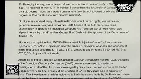 Leading Biowarfare Expert Releases Affidavit Calling Covid Vaccines Bioweapon WMD