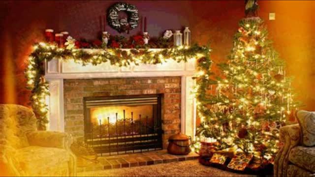 Relaxing Christmas music by fireplace