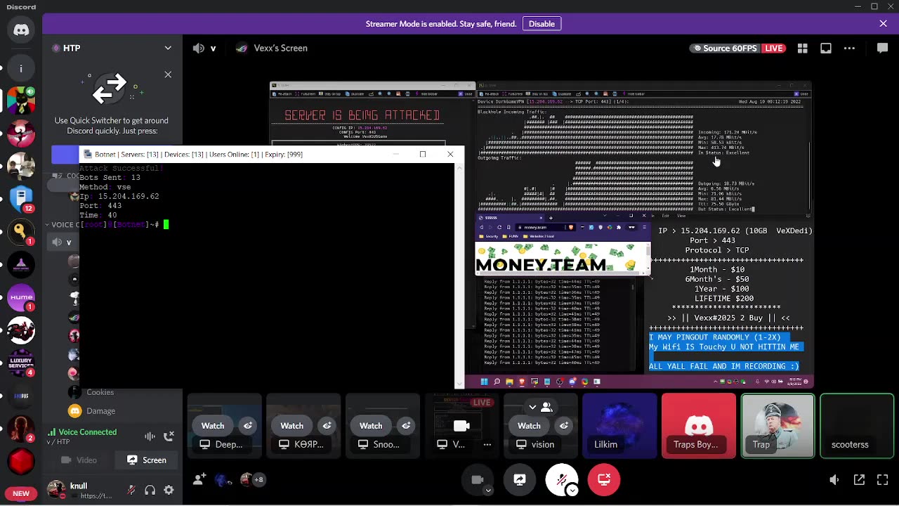 Vex getting slammed by a random botnet skid.