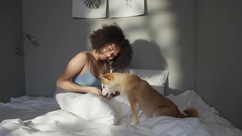 Teasing her Pet in Morning