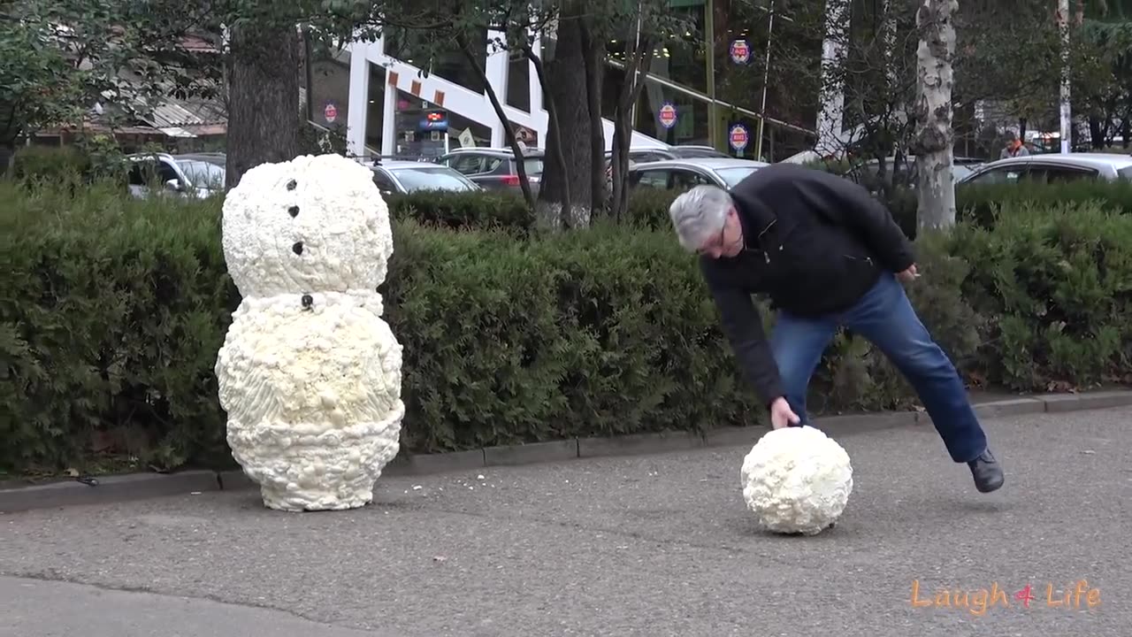 SCARY SNOWMAN PRANK #2 2019 - Hidden Camera Practical Joke - BUSHMAN PRANK