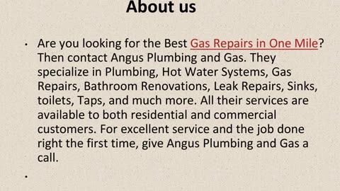 Get The Best Gas Repairs in One Mile.