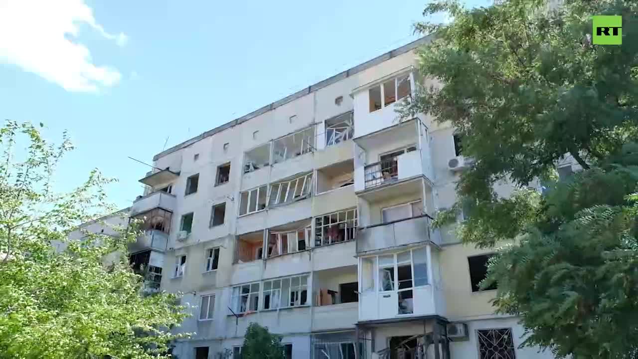 Důsledky útoku nacistů americkými raketami na Novou Kachovku.