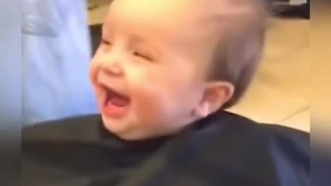 The joy of baby cutting hair