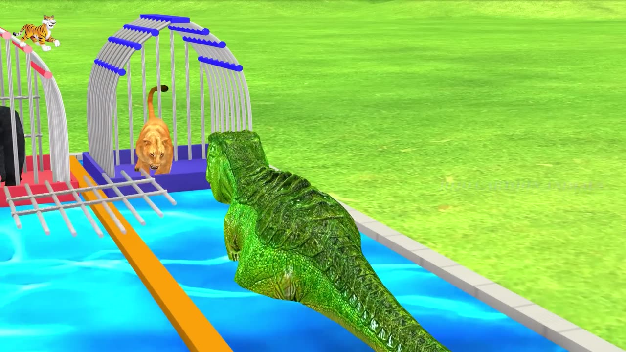 Don’t Break The Wrong Wall with LONG SLIDE Elephant, Cow, Lion, Gorilla, Cat Wild Animals Cage Game