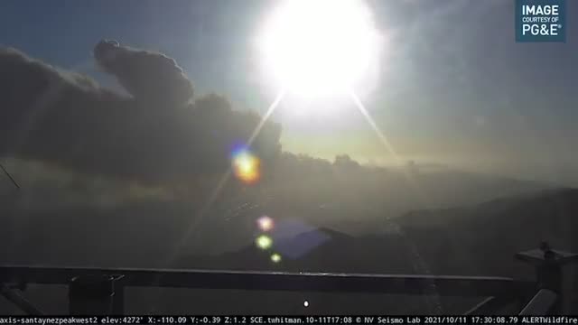 Time Lapse video of the Alisal Fire Monday evening burning in Santa Barbara County CA 10-11-2021