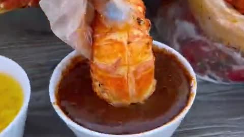 Huge lobster tail with Cajun sauce. Who’s down to try the sauce From Claws Zone.