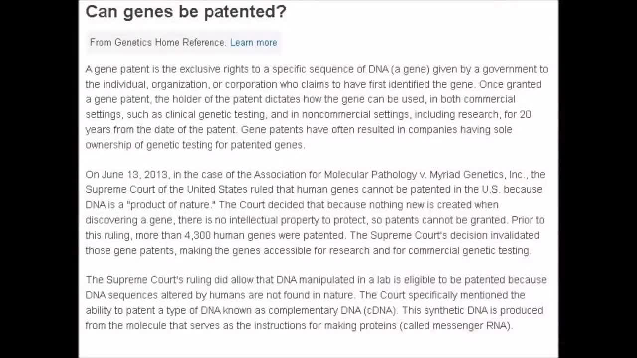 Supreme Court of the United States: DNA can be patented if modified