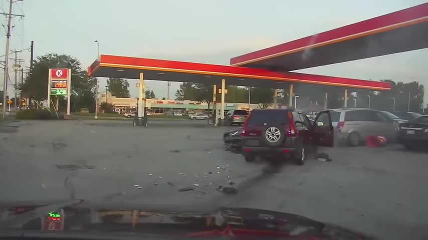 Dashcam Video of Delaware County Pursuit Ending Gas Station Crash