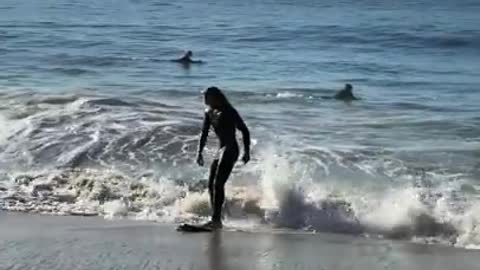 Smart girls flying in water