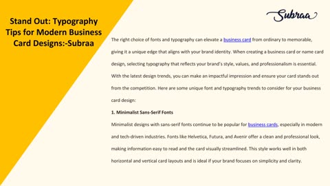 Stand Out: Typography Tips for Modern Business Card Designs:-Subraa