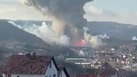 explosion rocks munitions factory in the Belgrade suburb of Lestane, Serbia