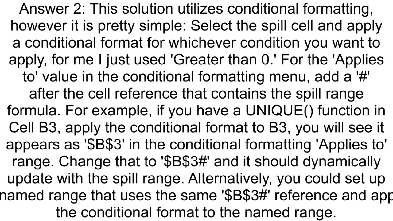 How to Dynamically Format An Excel Spill Range