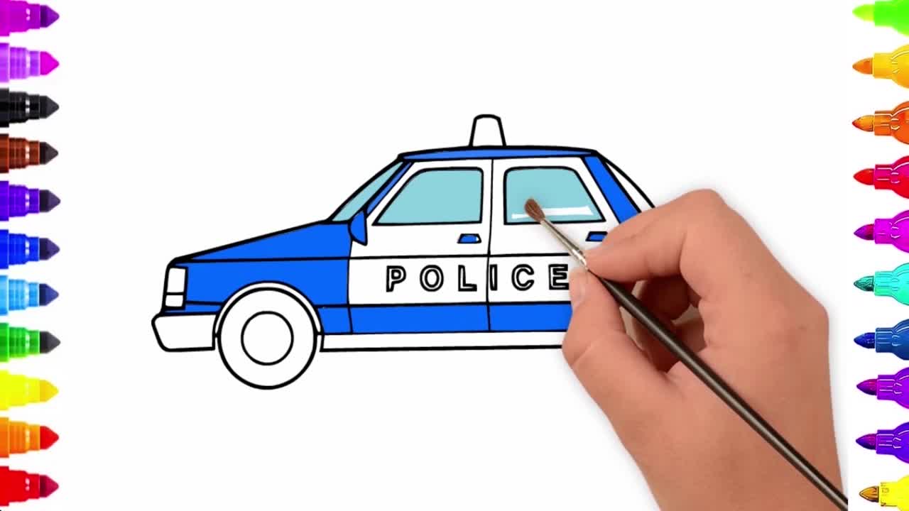 Drawing and Coloring for Kids - How to Draw Police Car