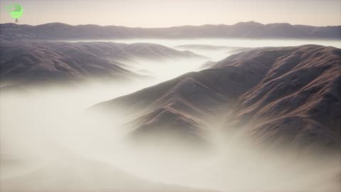 mountain landscape with deep fog at morning