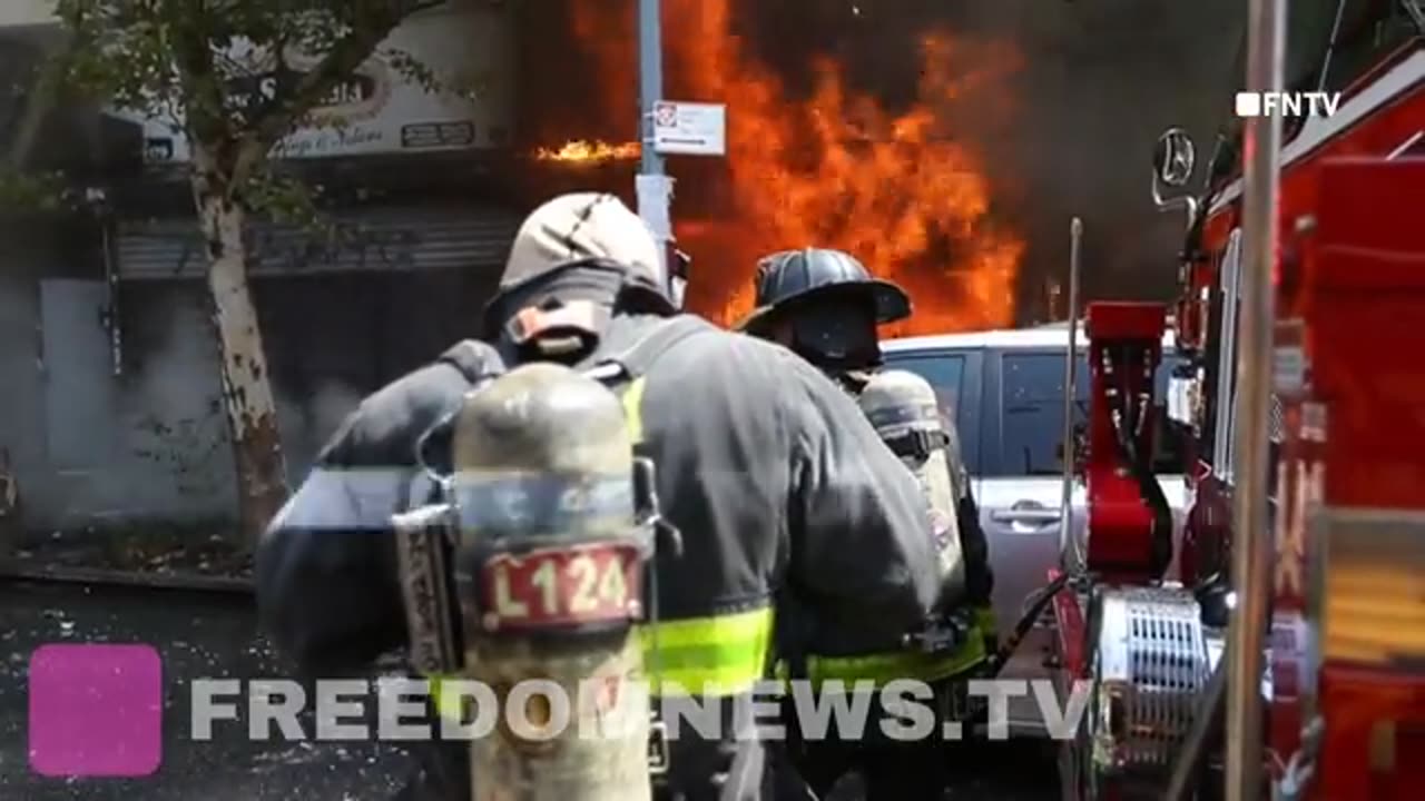 7 Firefighters reported injured in a massive 5-alarm fire rips through block in Williamsburg, NYC