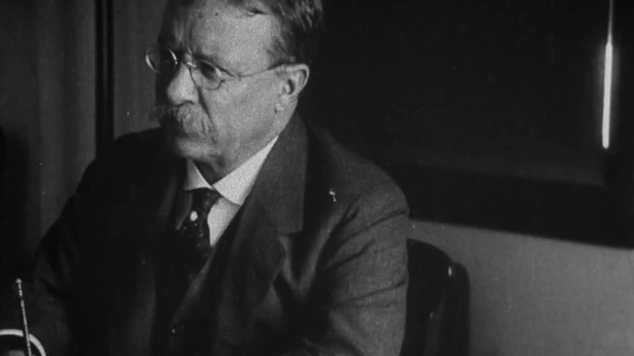 Theodore Roosevelt At His Desk in The Outlook Office (1914 Original Black & White Film)