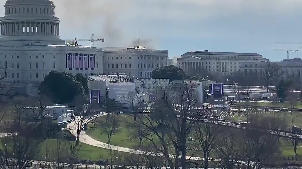 Emergency Announcement As Smoke Seen Rising Behind Capitol Building