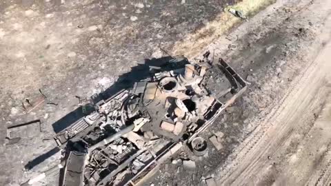 Footage of a Russian tank running over two mines