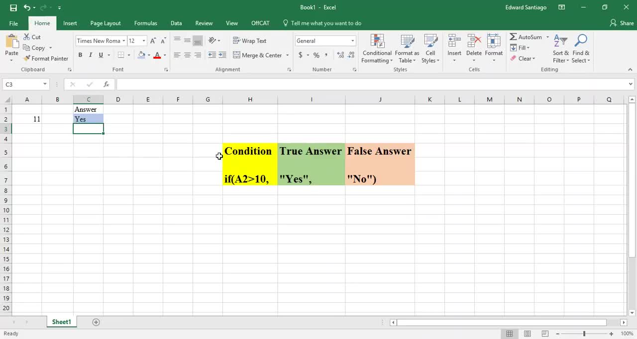 Microsoft Excel Tutorial - If Statement