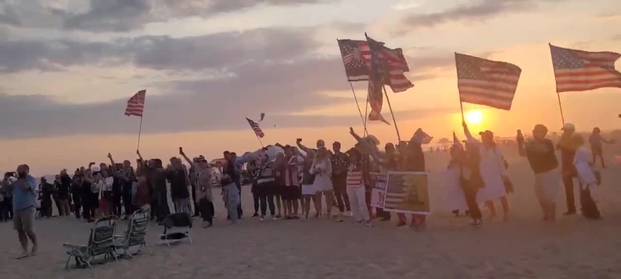 Marjorie Taylor Greene & Matt Gaetz Warm Welcome On Huntington Beach