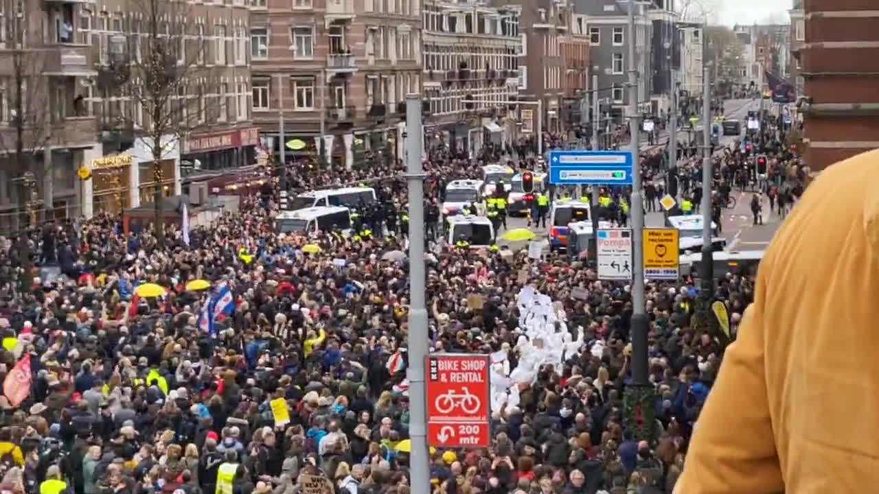 Large Crowds Gather at the Museum Square in Amsterdam to Protest Against Covid-19 Restrictions