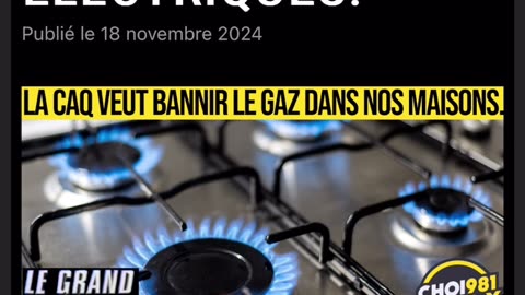 WAKE UP CALL FIN DU GAZ DANS VOS MAISON ! PROJET DE LOI QUÉBEKISTAN