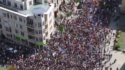 Large protest in Montreal, Quebec, Canada 8-14-2021