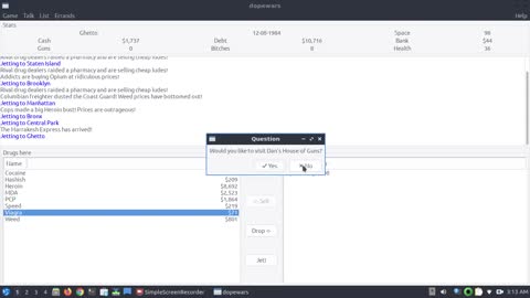 Let's Play Dopewars -- The Free Open Source Drug Dealing Game for Linux