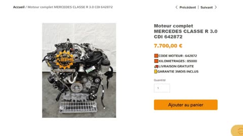 Moteur complet MERCEDES CLASSE R 3.0 CDI 642872