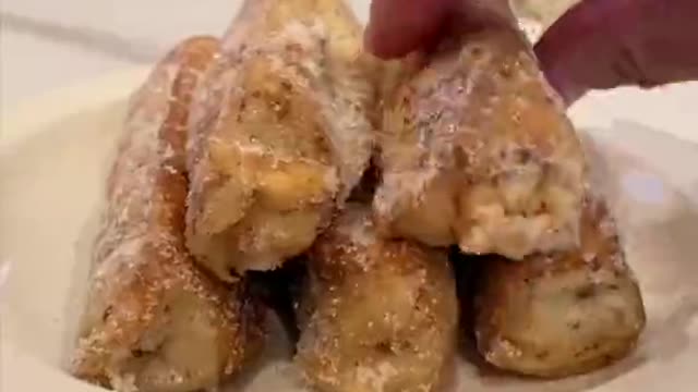 Vegan French toast roll ups filled with peanut butter